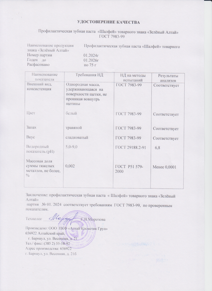 Паспорт №012024